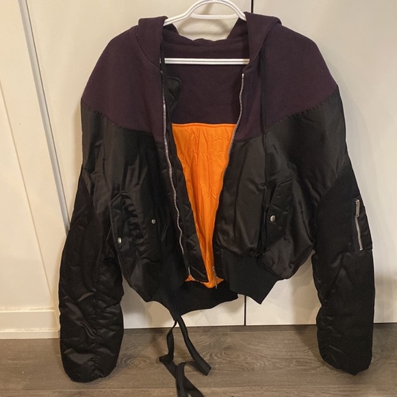 UNRAVEL NYLON HYBRID ZIP HOODY BOMBER - Picture 7 of 15